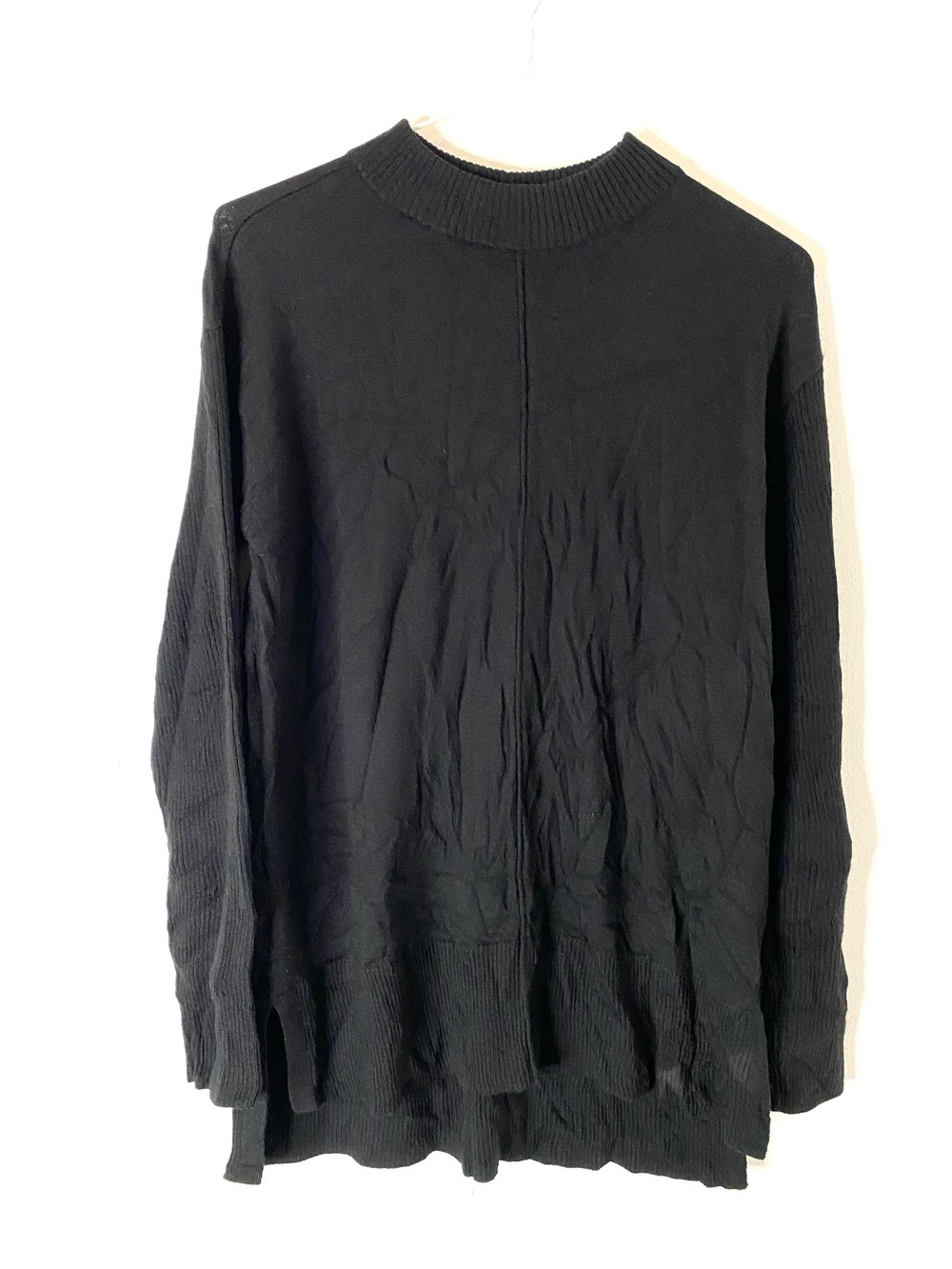 Talbots 100% Merino Wool Black Oversized Mock Neck High Low Sweater